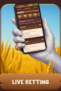 Roostino Casino mobile live betting screen with wheat field background