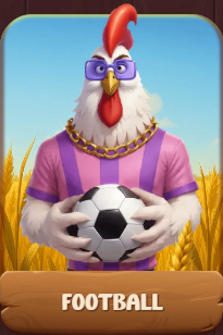 Football chicken wearing glasses and a pink shirt holding a soccer ball